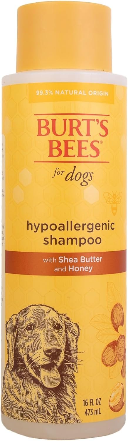 Burt’s Bees for Pets Hypoallergenic Dog Shampoo with Shea Butter and Honey, Gentle Fragrance Free Shampoo for Sensitive Dogs with 95% Natural Origin Skin and Coat Formula, 16 Fl Oz