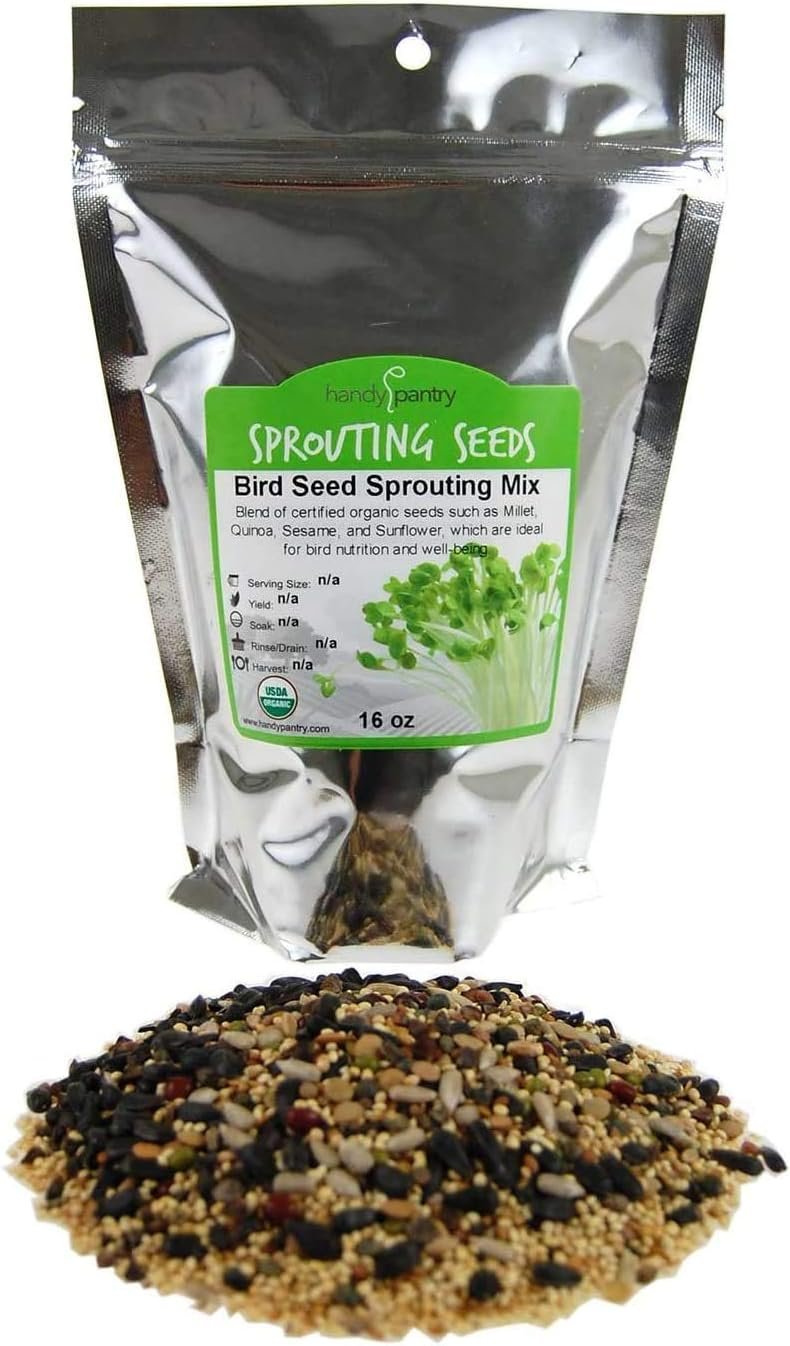 Handy Pantry Organic Birdseed – 1 Lb – Sprouting Bird Seed Mix for Small, Medium & Large Birds- Feed for Songbirds, Parakeets, Parrots, etc