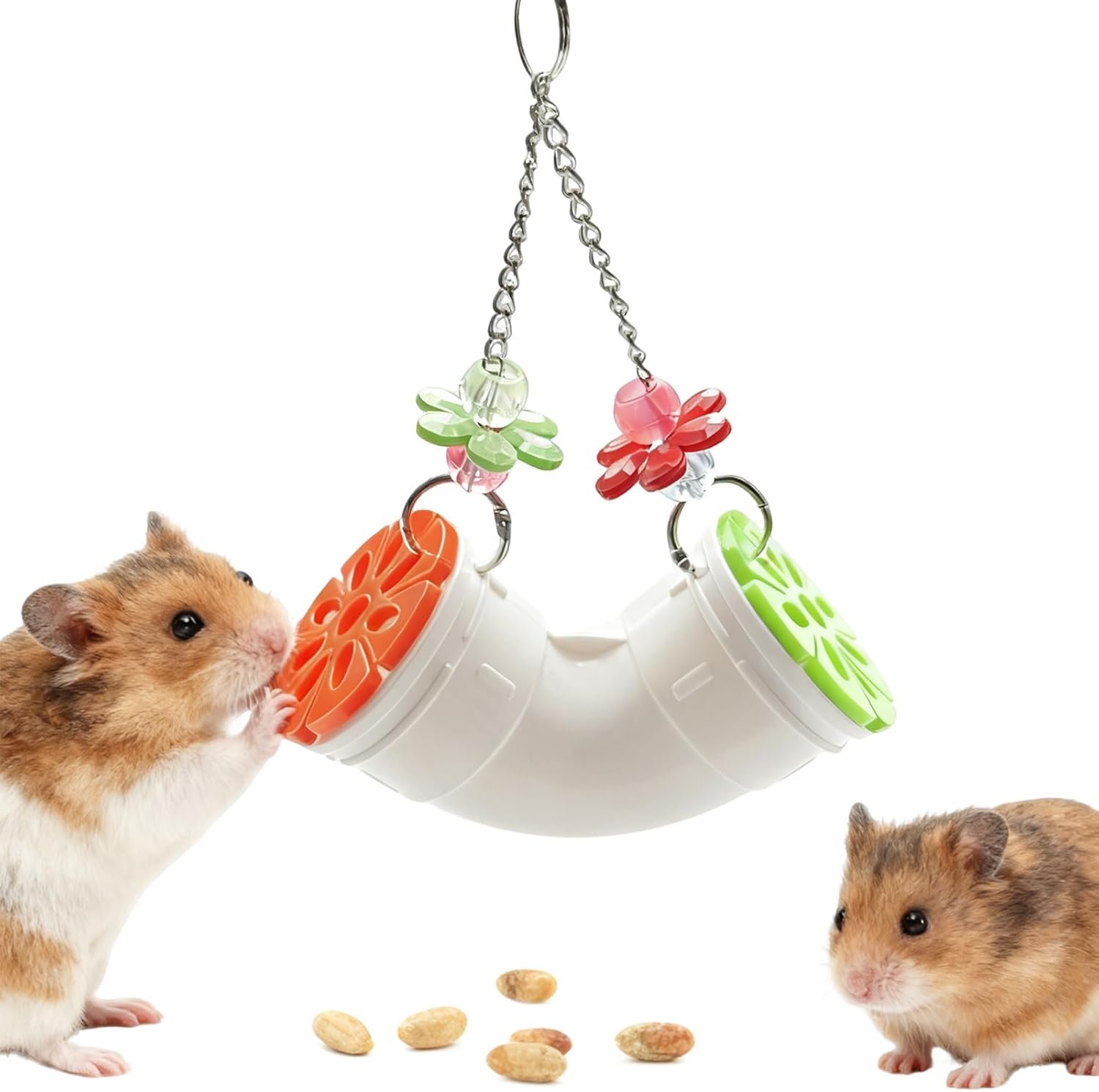 Rat Enrichment Toys, Interactive Foraging Toys for Birds, Rat Cage Accessories Enrichment – Hanging Tube Treat Dispenser | Slow Feeder for Small Animals, Hamsters, Rabbits and Parrots