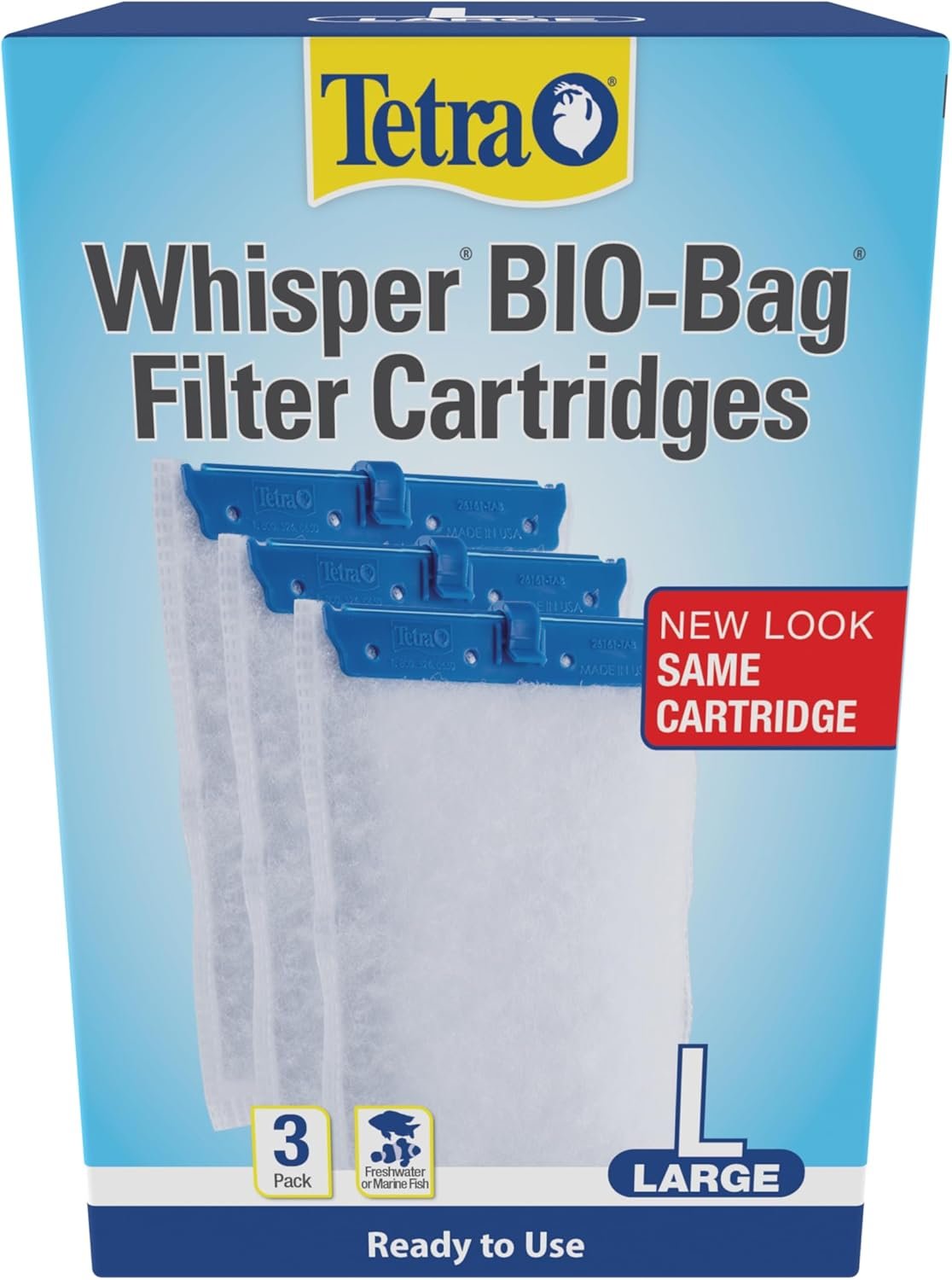 Tetra Whisper Bio-Bag Large Filter Cartridges for Aquariums, 3 Count, Ready to Use, Fits Tetra Whisper Fish Tank Filters 10-30 Gal, 20-40 Gal, PF-20, 30, 40, 60, IQ 20, 30, 45, 60