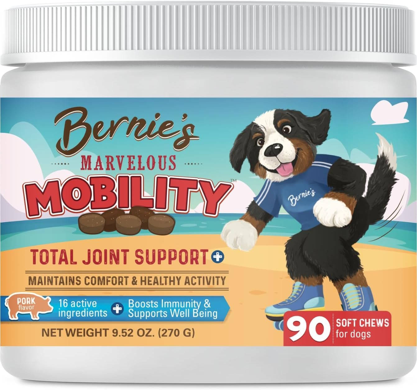 Bernie’s Marvelous Mobility – Daily Total Joint Support for Dogs – 90 Soft Chews – Maintain & Rebuild Mobility, Supports Joint Tissue Health