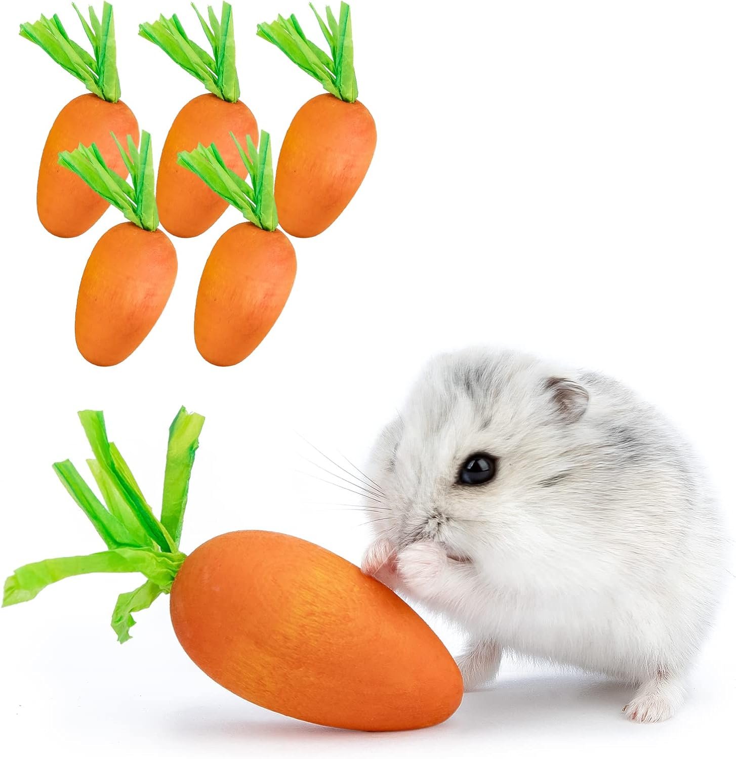 Niteangel Hamster Chew & Decor Toys – for Syrian Dwarf Hamsters Gerbils Mice Lemming Degu or Other Small-Sized Pets (Carrot-Shape (Pack of 6))