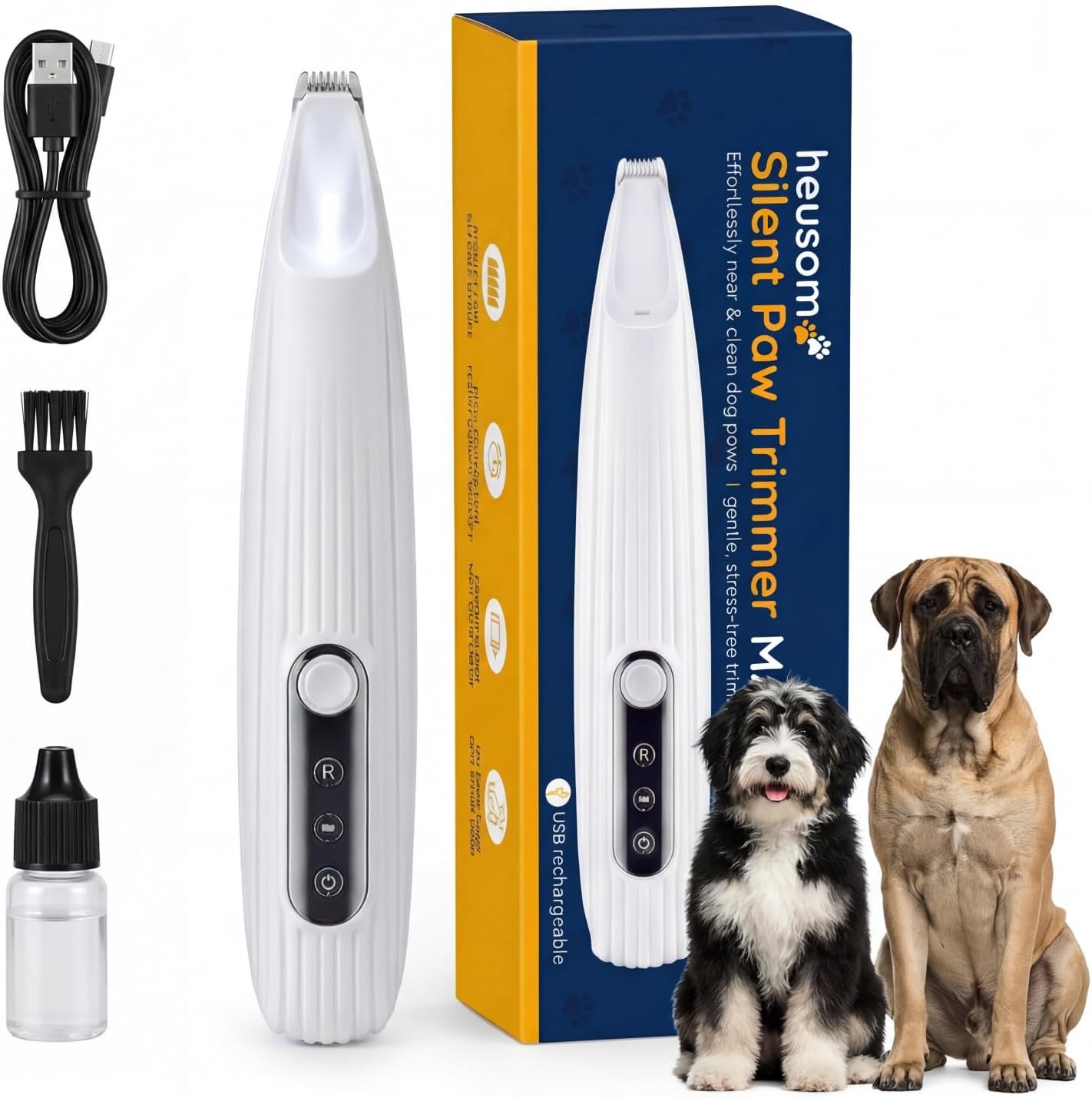 Silent Pet Paw Trimmer | Cordless Shaver for Dogs, Cats, Big & Small Animals with Light | Rechargeable Home and Salon Grooming Tool for Paws, Face, Ears, Butt