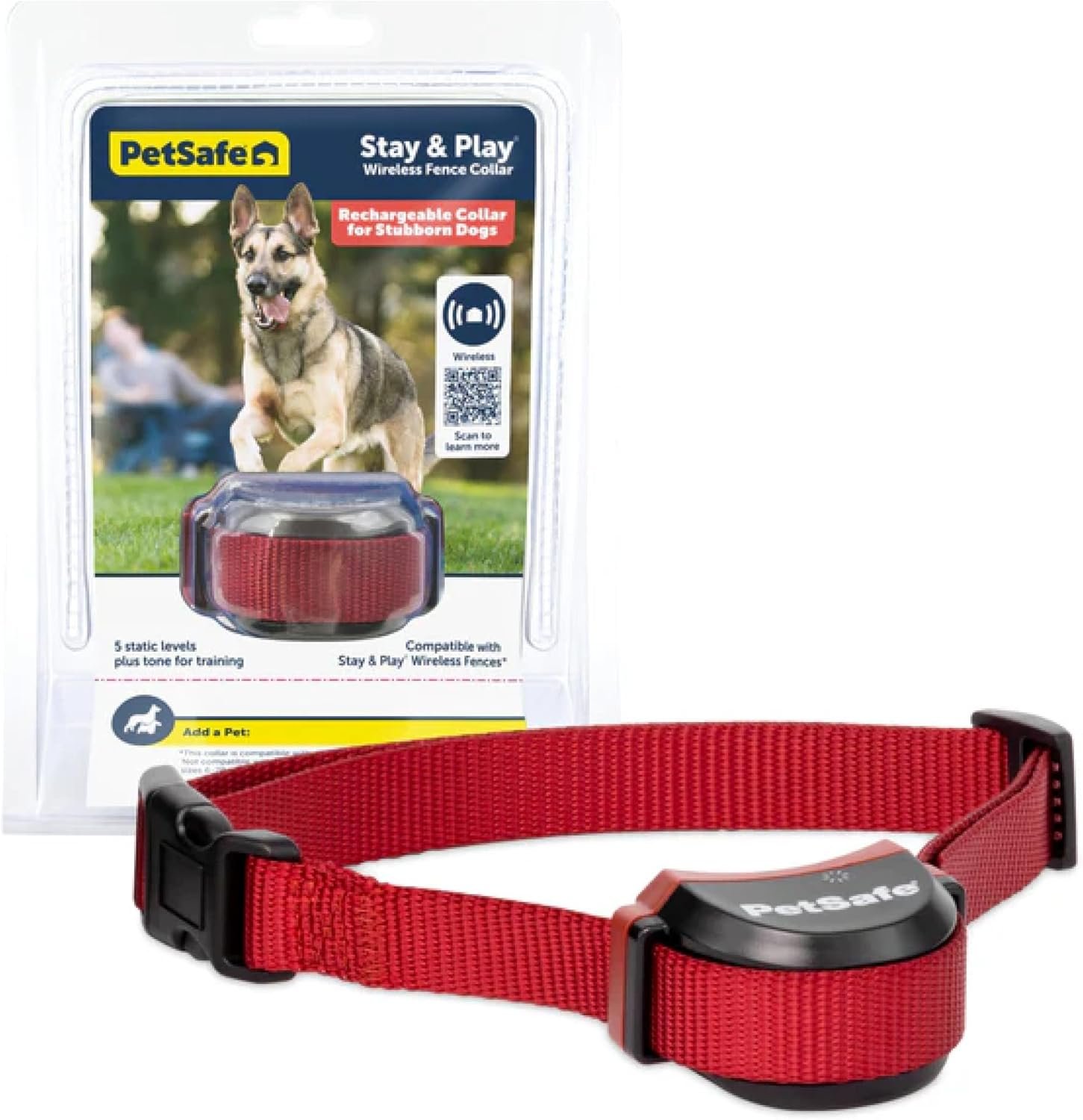 PetSafe Stubborn Dog Stay & Play Wireless Pet Fence Receiver Collar, Waterproof and Rechargeable, Tone and Static Correction, PIF00-13672, from the Parent Company of the Invisible Fence Brand