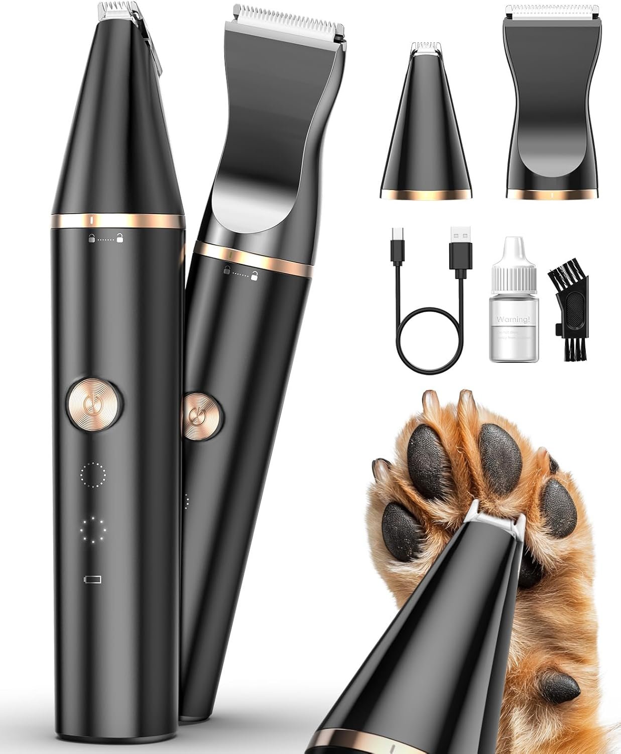oneisall 2 Speed Cat Clippers with Double Blades, Rechargeable Cordless Small Cat Paw Trimmer, Low Noise for Trimming Dog’s Hair Around Paws, Eyes, Ears, Face, Rump (Black)