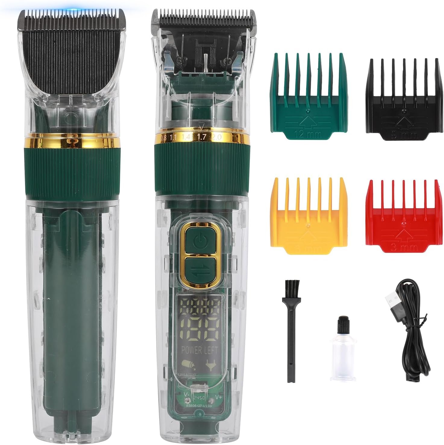 Pet Dog Grooming Kit Low Noise – Rechargeable Cordless Dog Clippers, IPX7 Waterproof Clippers with 4 Guide Combs & Stainless Steel Blade for Cats/Dogs/Small Animals