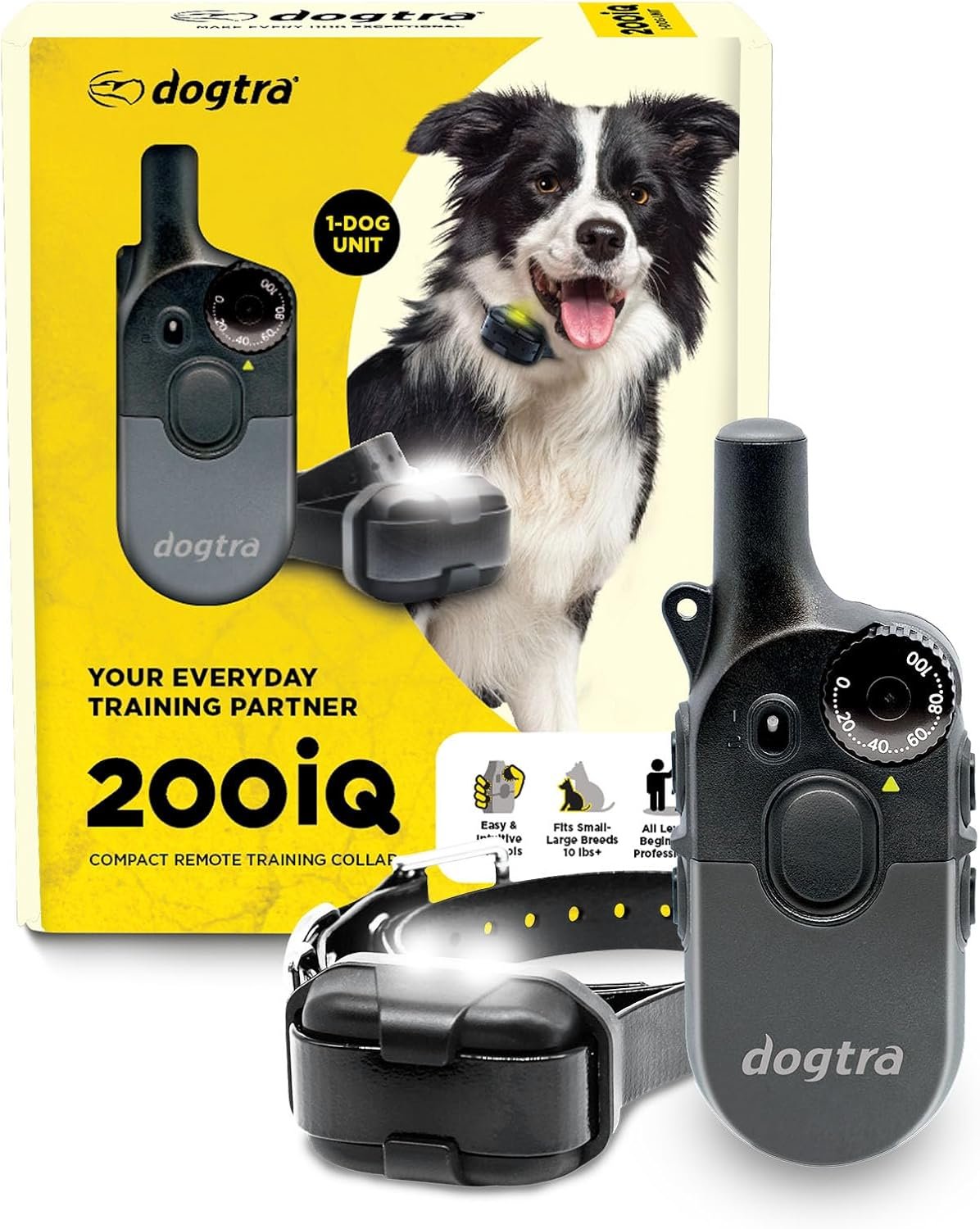Dogtra 200iQ Professional Remote Training E Collar – 1/2 Mile, 100 Precision Levels, IPX9K Waterproof, Tone & Vibration – Seamless No-Look Control Off-Leash Confidence for Dogs 10lb+