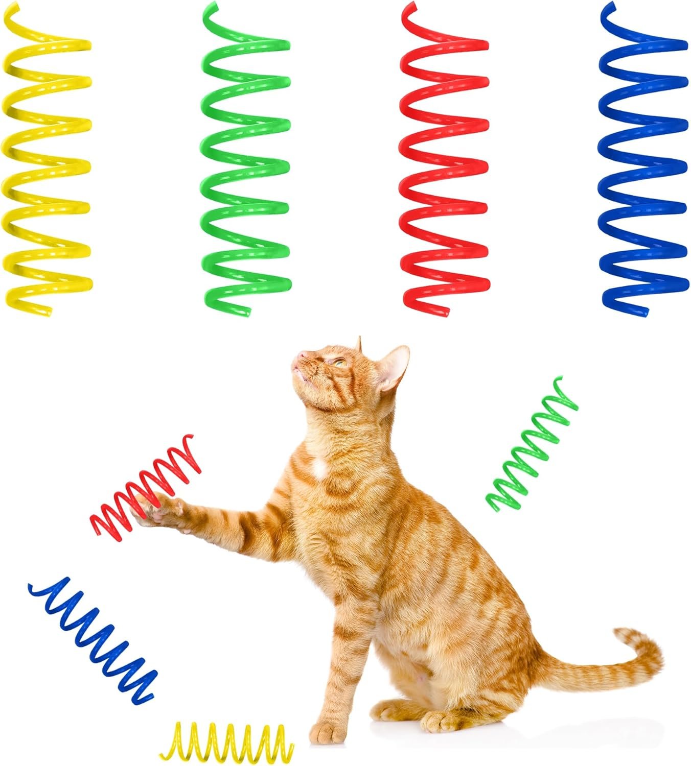 SPOT Colorful Springs Cat Toys – 3″ Bouncy Coils for Indoor Cats & Kittens to Swat, Chase & Bite, Safe Lightweight Plastic, Interactive Enrichment Toys, 10-Pack Multi-Color