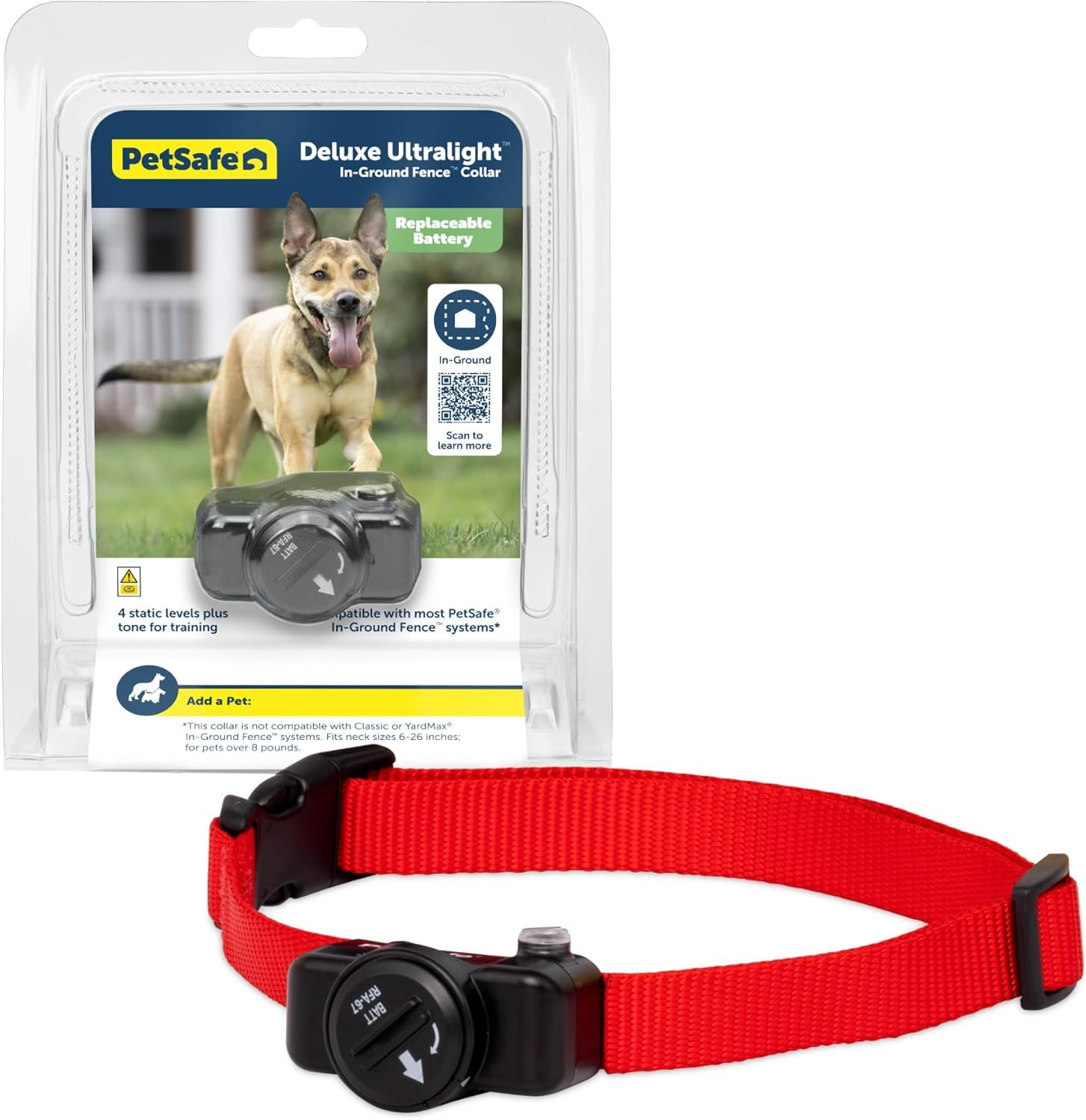 PetSafe Deluxe Ultralight Receiver Collar – Waterproof & Battery Operated Adjustable Invisible Boundary Training Collar – for Dogs Older Than 6 Months Weighing 8lb+