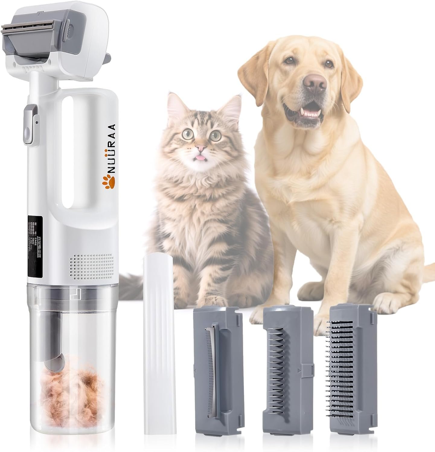 Pet Grooming Vacuum Kits-Dog&Cats Hair Remover Dematting Shedding, Cordless Handheld and Rechargeable Machine Friendly Noise with 9K Suction 300ml Dust Cup Travel/Household