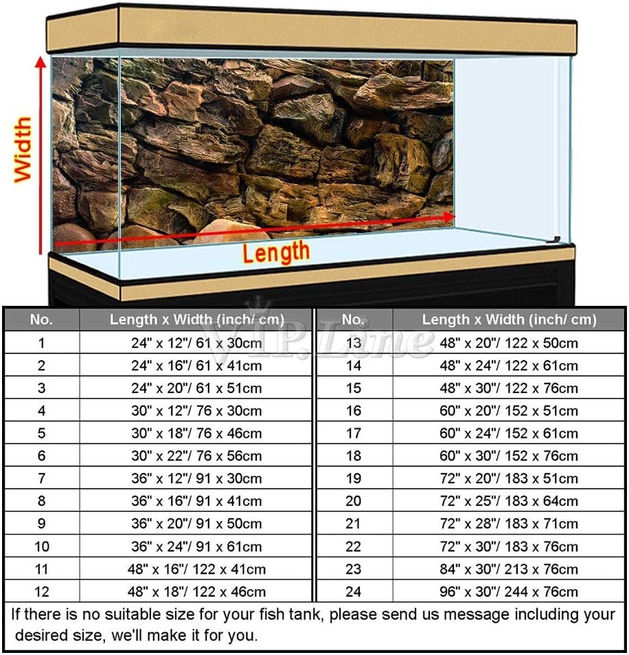 Rock Wall Aquarium Background Poster PVC Fish Tank Decor Landscape 24 36 48 72 (48″ x 18″/ 122 x 46cm)