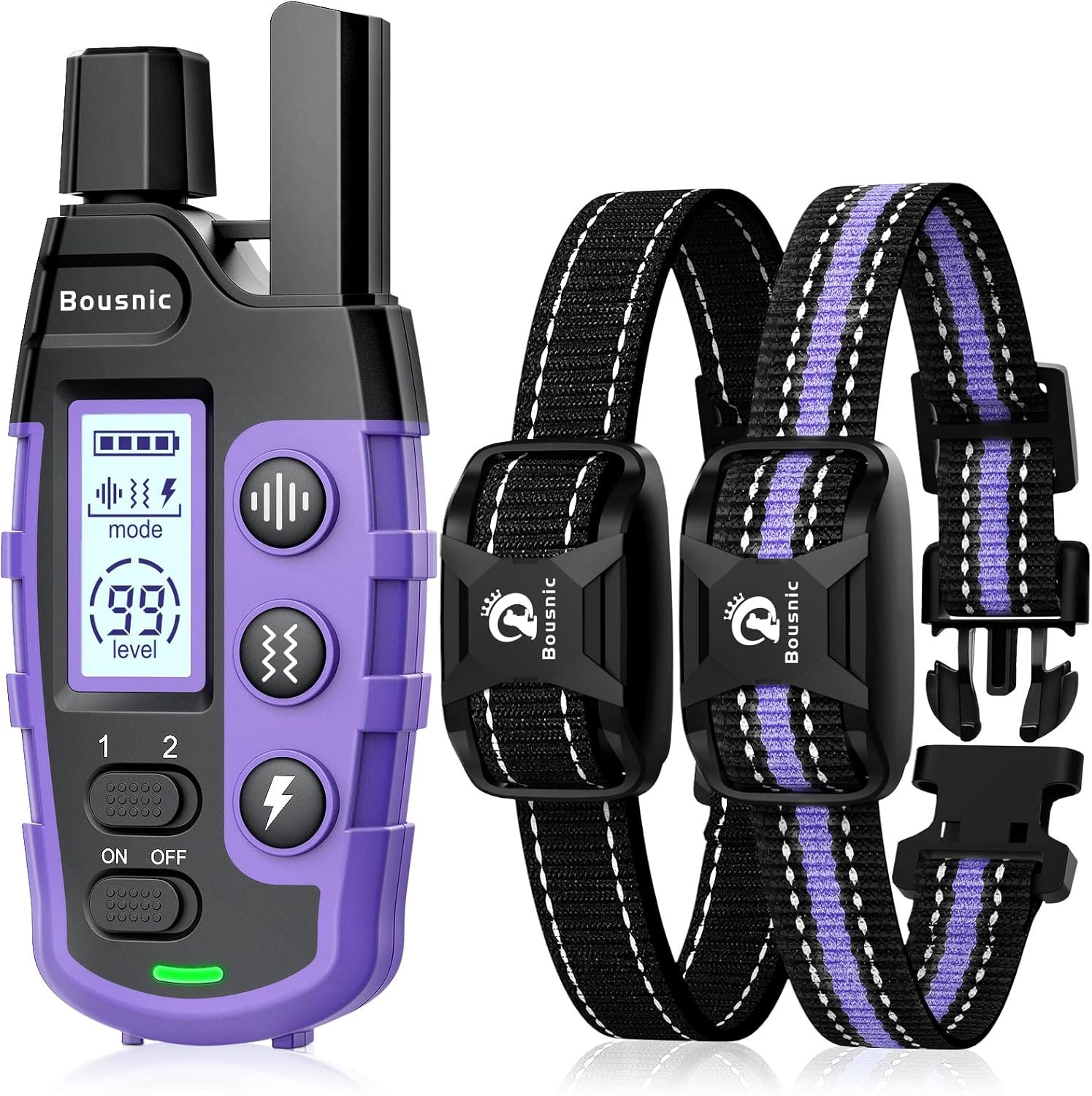 Bousnic Dog Shock Collar 2 Dogs (5-120Lbs) – 3300 ft Waterproof Training Collar for Dogs Large Medium Small with Rechargeable Remote, Beep (1-8) Vibration (1-16) and Humane Shock (1-99) Modes