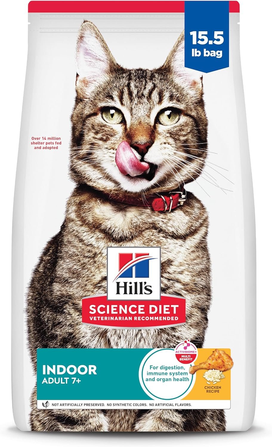 Hill’s Science Diet Adult 7+ Indoor Dry Cat Food, Chicken, 15.5 lb. Bag
