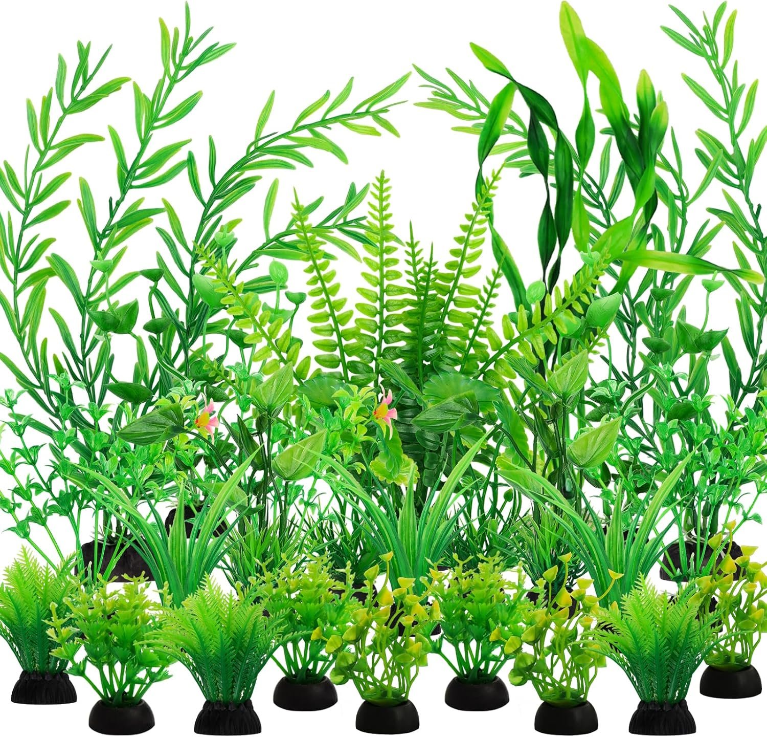 QUOZUO Fish Tank Accessories Aquarium Decorations Green Plants, 25pcs Green Fish Tank Decorations Plant, Aquarium Decor Plastic Plants