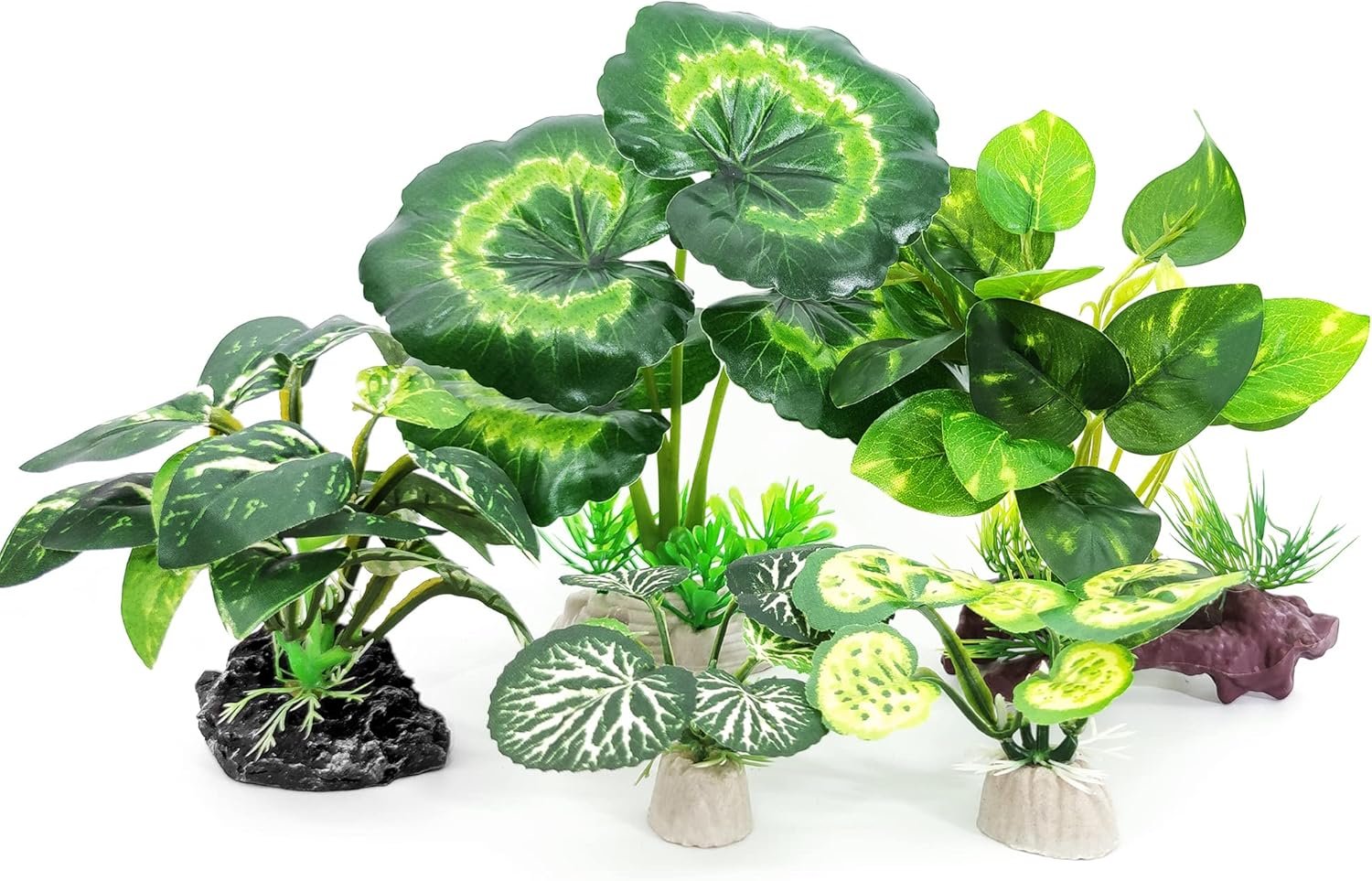 5Pack Tall Aquarium Plants – Reptile Habitat Plants Realistic Silk Fake Betta Fish Tank Decor for Terrarium Aquascaping