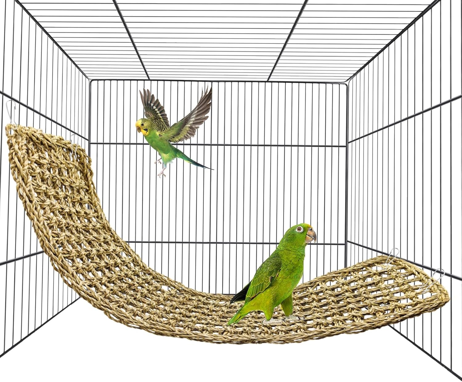 Bird Seagrass Mat 30″ × 7″ Parrot Natural Grass Woven Net Hammock Parakeet Climbing Rope Ladder Mat Chew Toys Cage Accessories for Pigeon Macaw Cockatiel Conure Budgie Cockatoo Rat Bearded Dragon