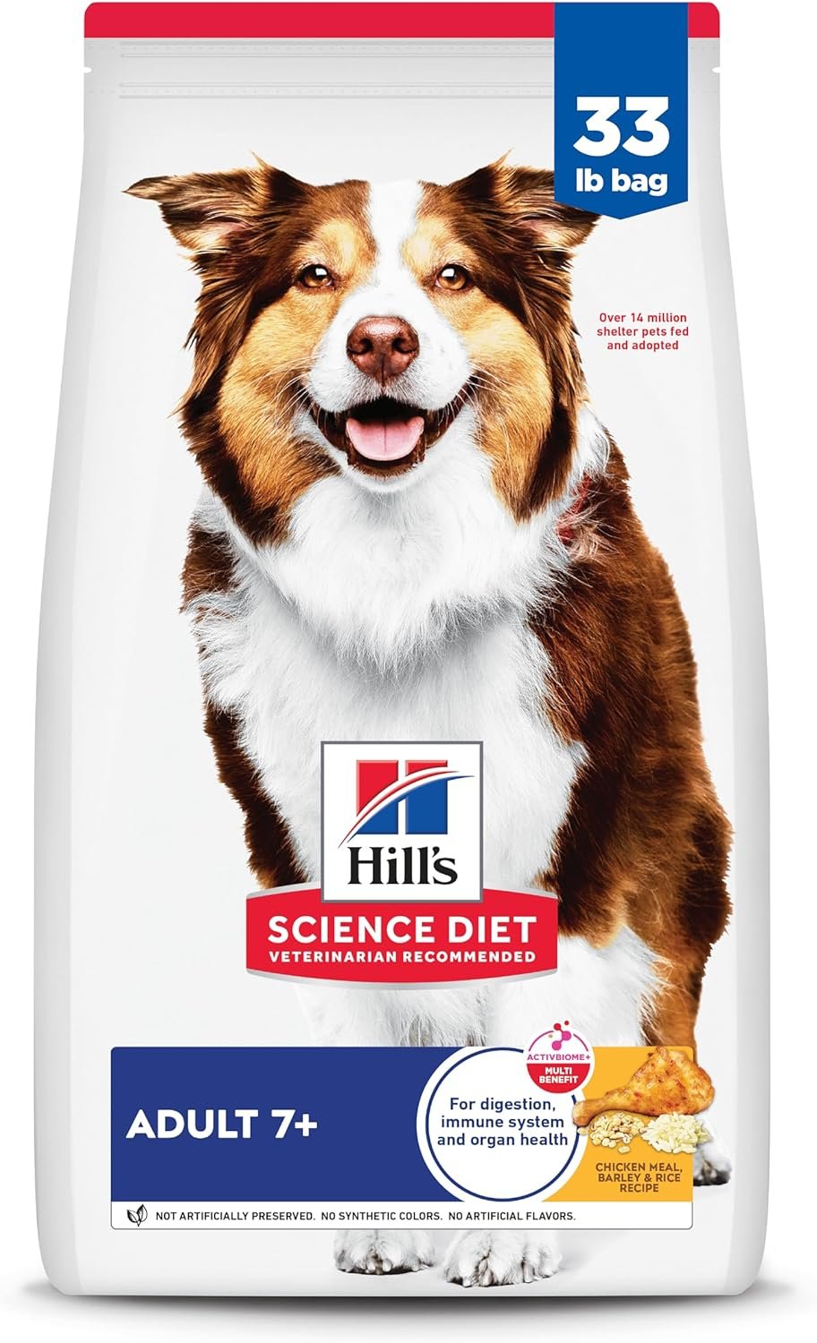 Hill’s Science Diet Adult 7+ Dry Dog Food, Chicken Meal, Barley, & Rice, 33 lb. Bag