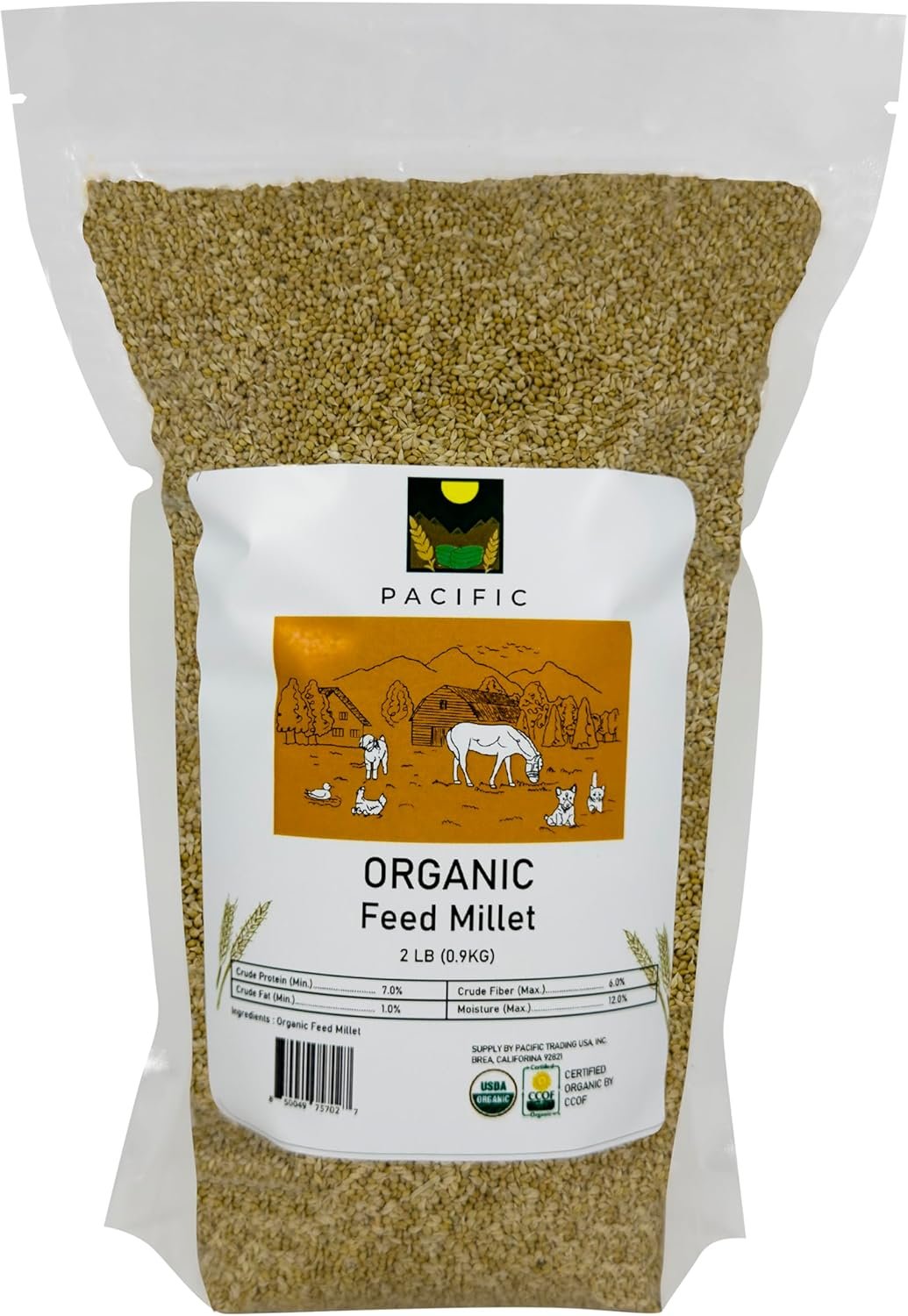PACIFIC Organic Petfood Organic Feed Millet – Millet Bird Seed | Rich with Fiber & Minerals | USDA and CCOF Certified | Packed in USA – 2Lbs