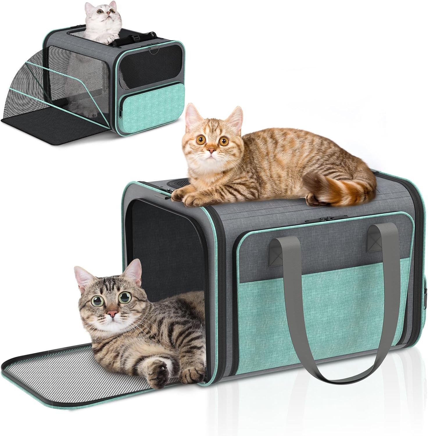 Cat Carrier for Airline Approved: Soft-Sided Cat Carrier Expandable for Small Dogs up to 15LBS – Pet Travel Bag for TSA Approved – Breathable for Airplane Camping Outdoor