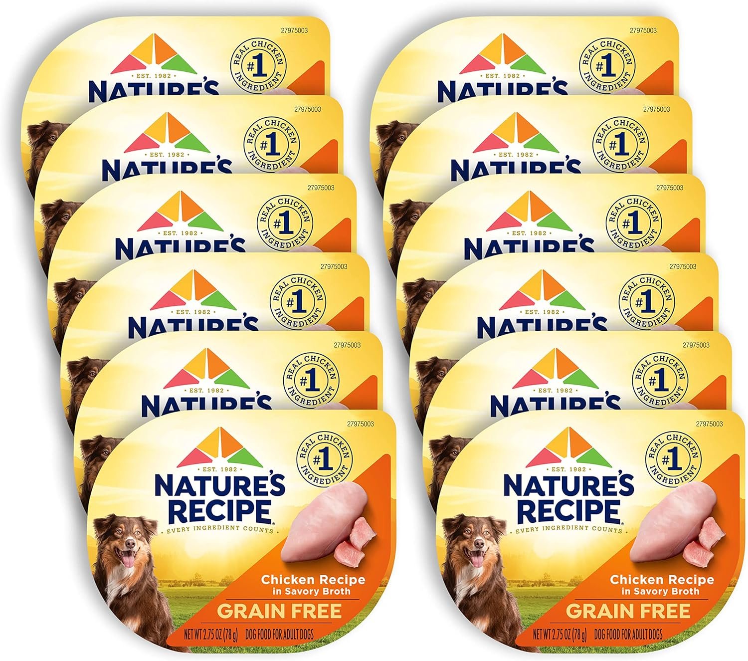 Nature’s Recipe Grain Free Chicken Recipe in Savory Broth Wet Dog Food, 2.75 oz. Cup, 12 Count