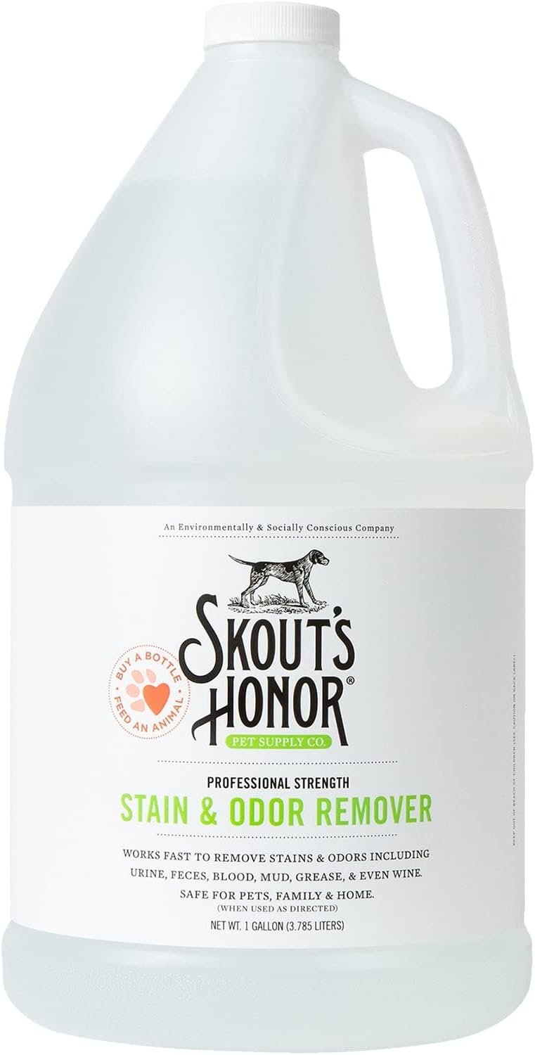 SKOUT’S HONOR Pet Stain and Odor Remover – Powerful Cleaner for Dog Urine, sweat, and other messes, Destroys and Removes Odor and Stain Molecules, Eco-Friendly Formula for Carpets and Home, 128oz