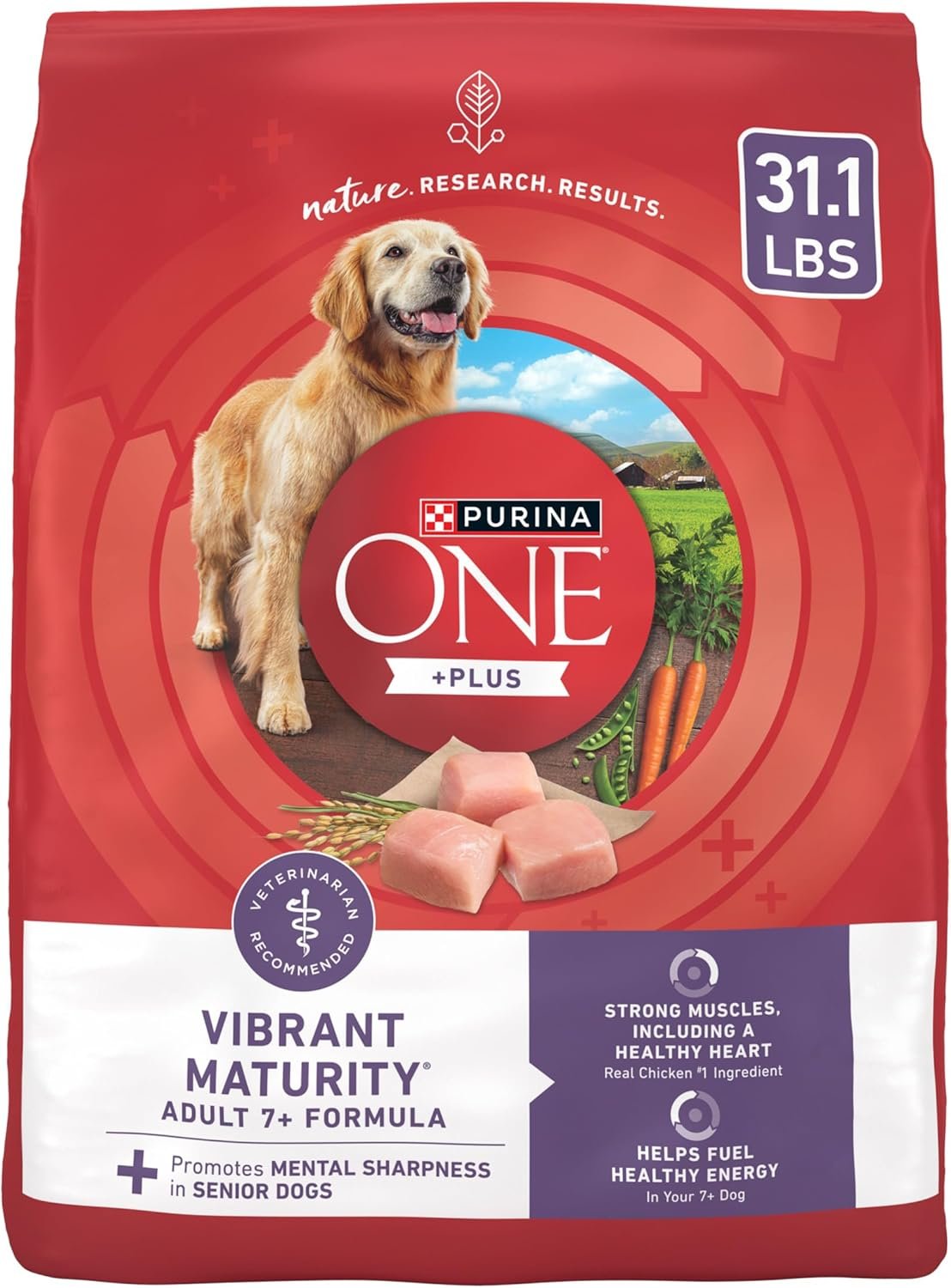 Purina ONE High Protein Dry Senior Dog Food Plus Vibrant Maturity Adult 7 Plus Formula – 31.1 lb. Bag