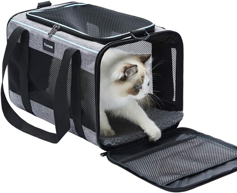 Vceoa 17.5″x11″x11″ Pet Carrier for Cats | Toy of Fabric Pet Home