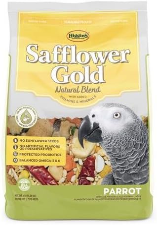 Higgins Safflower Gold Food For Parrots, 25-Pound