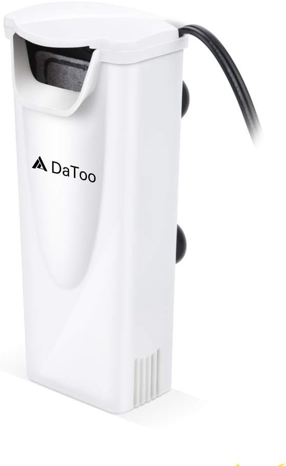 DaToo Aquarium Power Filter In-Tank Ultra Silent Small Fish Tank Filter 3W For Aquarium 1 to 10 Gallon Tank, 1 Yr Warranty