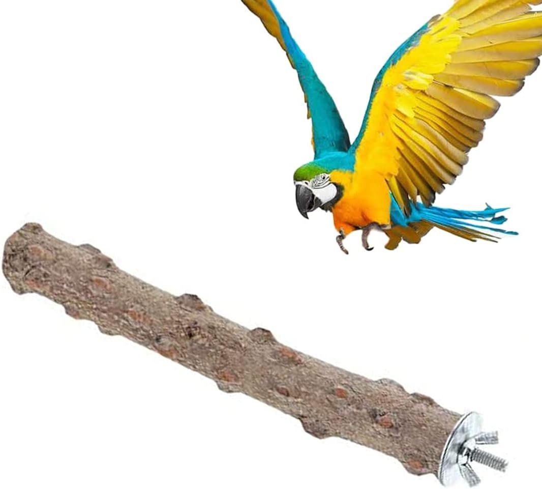 Litewoo Natural Bird Perch Stand Parrot Paw Beak Grinding Stick, 11.79″ | Natural pepper wood, rough surface trims beak and nails, easy screw-on install, for cockatiels/conures/lovebirds/budgies