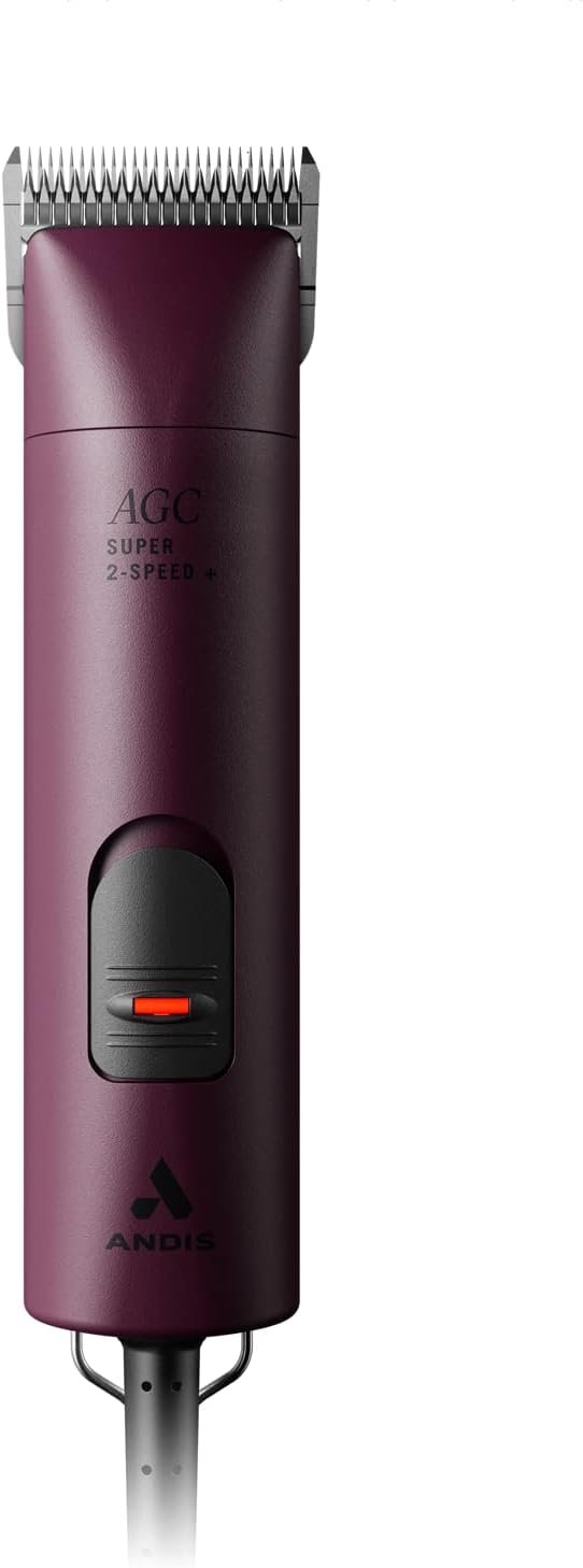 Andis Professional UltraEdge Super 2-Speed Detachable Blade Dog/Pet Clipper, Rotary Motor with Shatter-Proof Housing, Runs Calm & Silent, 14-feet Cord, for All Dog Coats & Breeds, 120 Volts, Burgundy