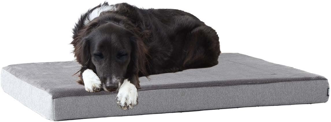 BarkBox Orthopedic Dog Bed – Large | with Memory Foam – Comfortable, Durable & Machine Washable Pet Bed – Grey