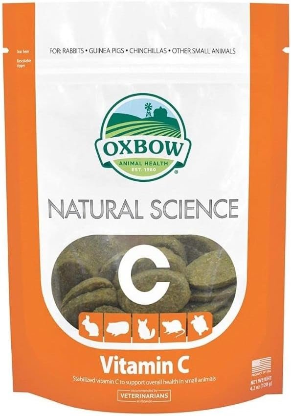 Oxbow Vitamin C Guinea Pig Supplement, High-Fiber Timothy Hay, 4.2 oz | Stabilized Vitamin C, High Fiber, Guinea Pig Vitamin C, Timothy Hay, Immune Health, Small Pet Supplies, Vet Recommended