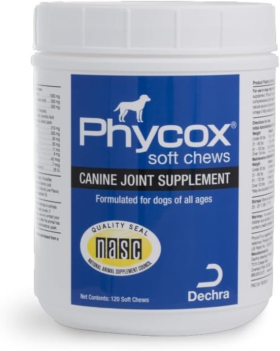 Phycox Dog Joint Supplement Soft Chews, 120 Ct | Formulated for Dogs of All Ages; Glucosamine HCI; MSM; Phycocyanin; Antioxidants; Omega-3 Fatty Acids; Packaging May Vary
