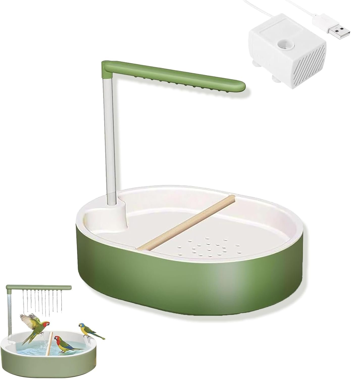 Parrot Shower, Automatic Parakeet Bird Bath with Pump, Large Bird Shower Fountain, Bird Bath for Parakeets for Pet Birds, Conure, Cockatoo, Budgie, Lovebird, Finches