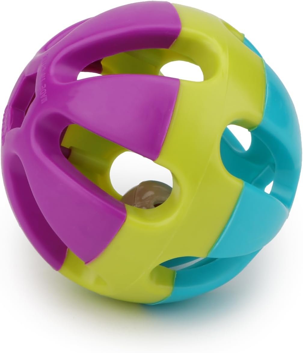Hypeety Parrot Ball Toy Plastic Colorful Bird Chew Ball with Bells for Cage | Durable, chewproof material, colorful design, with 1 bell inside, for african greys/cockatoos/sun conures/cockatiels, 1 ball