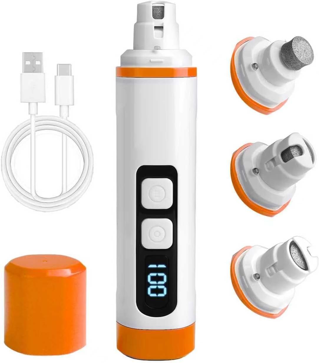 2026 Upgraded Dog Nail Grinder Quiet with LED Light & Low Noise – 3-Speed, 3-Port Professional Dog Nail Trimmer Dogs & Cats, Cordless & Rechargeable