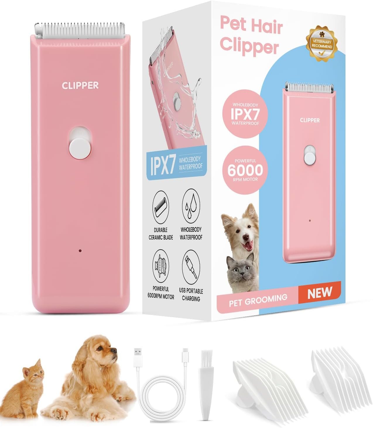 Pet Clippers for Dog Hair Grooming Low Noise Cat Shaver
