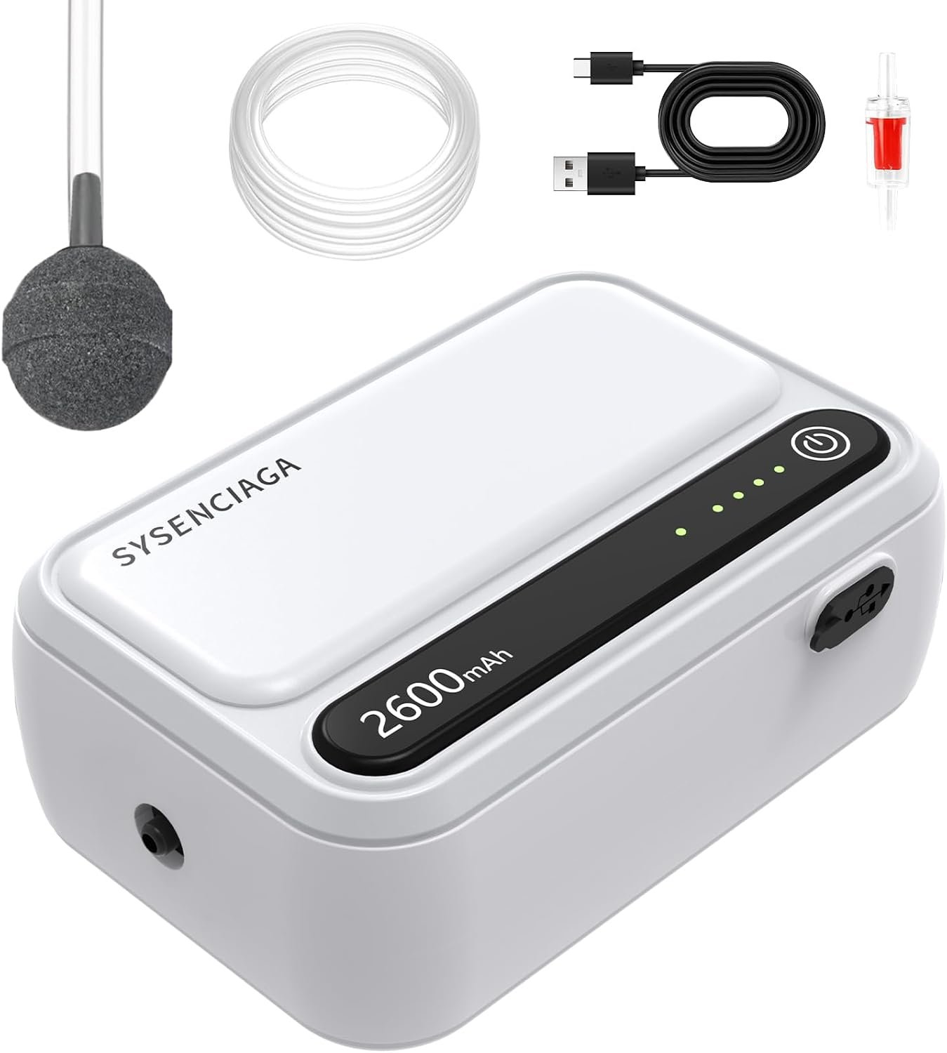 Aquarium Air Pump Rechargeable Aerator for Bait Bucket, Portable Battery Powered Air Pump for Aquarium, Fish Tank Air Pump Bubbler Aerator for Outdoor Fishing