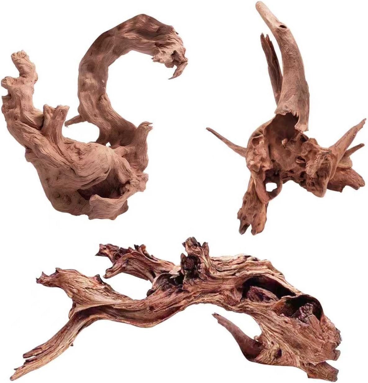 EFFIELER Natural Driftwood for Aquarium Decor – 6-10 INCH Unique Size Real Wood Branches for Fish Tank, Reptile Habitat, Terrarium, Hermit Crab, Shrimp Tank,Safe for Aquatic Pets