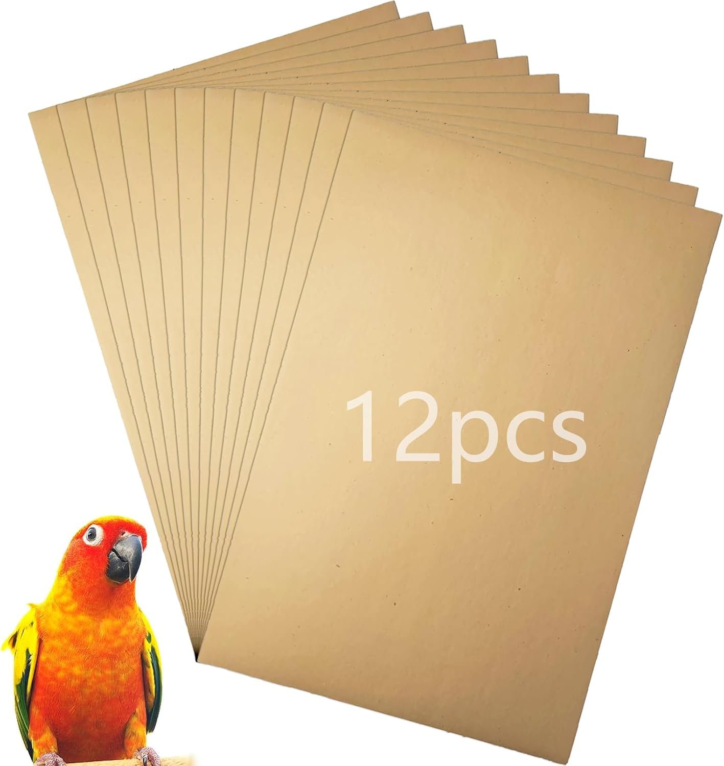 Hamiledyi 12 PCS Bird Gravel Paper Special Sea Sand Liner for Page Parrot Cage Gravel Paper Mat 17×11 Inches Disposable Cushion Pads for Bird Parakeet Budgie
