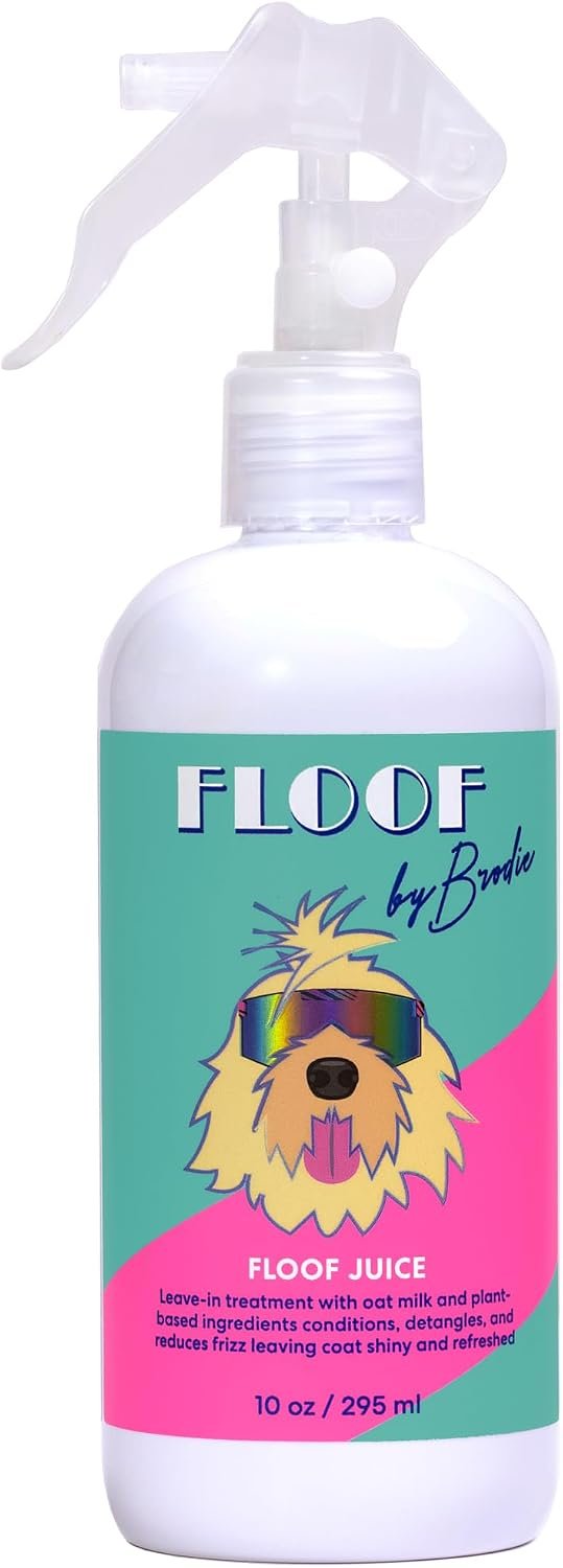 Floof by Brodie Floof Juice Waterless Shampoo for Dogs – Hypoallergenic Conditioning Detangling – No Rinse Spray and Odor Control for Smelly Dogs – Made in USA (10oz)