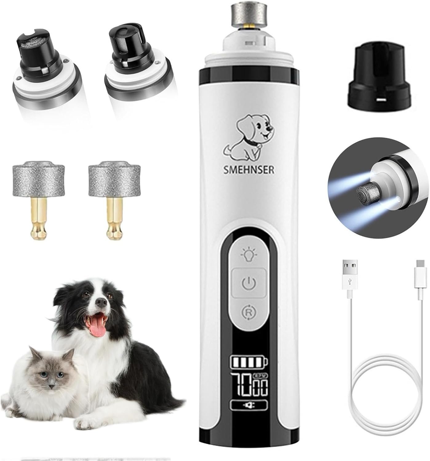 2026 Upgraded Silent Groom Pro Nail Grinder – 3-Speed Cordless Grooming Pro Nail Grinder, Pet Nail Trimmer with 2 LED Light,USB-C Rechargeable & 2 Grinding Wheels for Small Medium Large Dogs and Cats