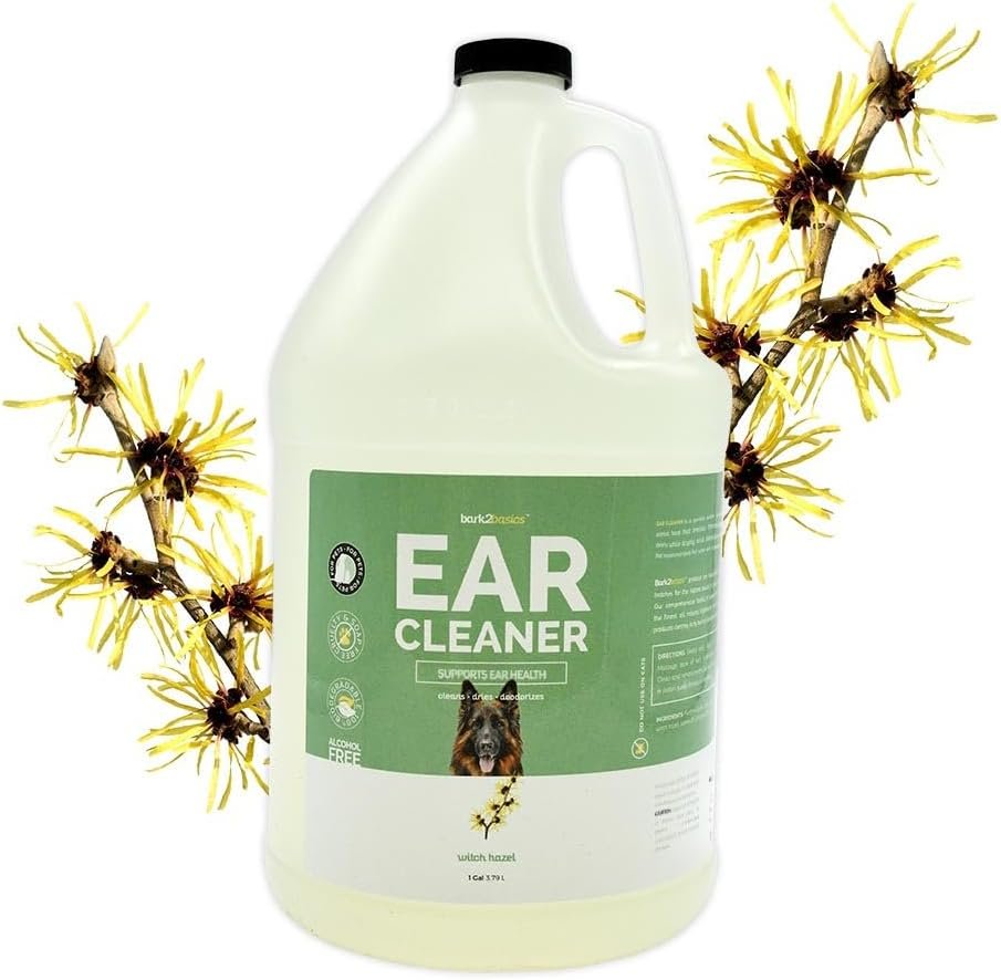 Bark 2 Basics Dog Ear Cleaner, 1 Gallon – All Natural, Witch Hazel, Gentle Aloe Vera and Chamomile Extract Base, Breaks Through Tough Wax and Debris, Soap-Free | Ready to Use Pet Ear Wax Removal Rinse, Cleans Wax and Debris, Witch Hazel and Aloe Vera, Combats Yeast Irritation, Natural