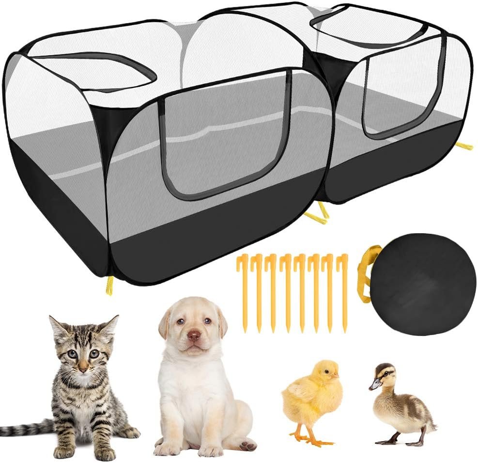 SlowTon Small Animals Playpen, Pop Up Detachable Bottom 73″x36″x25″