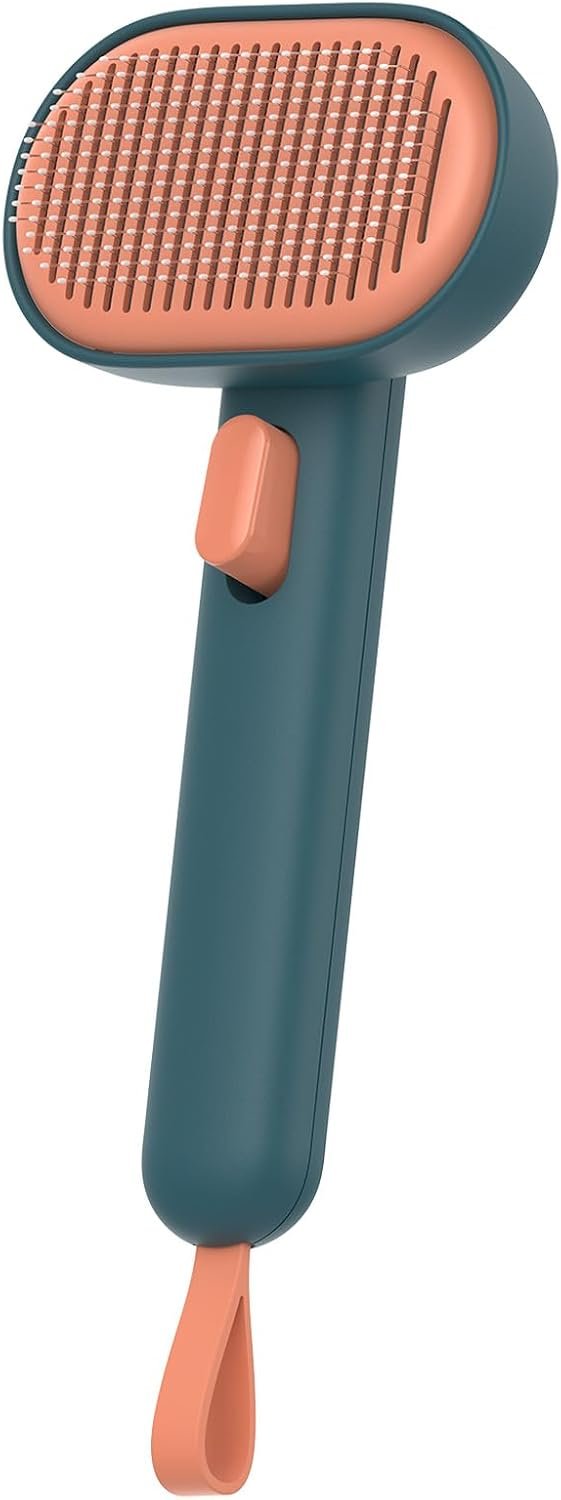 Aumuca Skin Friendly Self-Cleaning Slicker Brush for Dogs & Cats, Gentle Pet Grooming Tool for Shedding & Deshedding, Efficient Hair Remover for Long & Short Haired Pets | Self Cleaning Pet Brush for Long or Semi-Short Haired Cats, Removing Loose Fur & Tangles and Massage