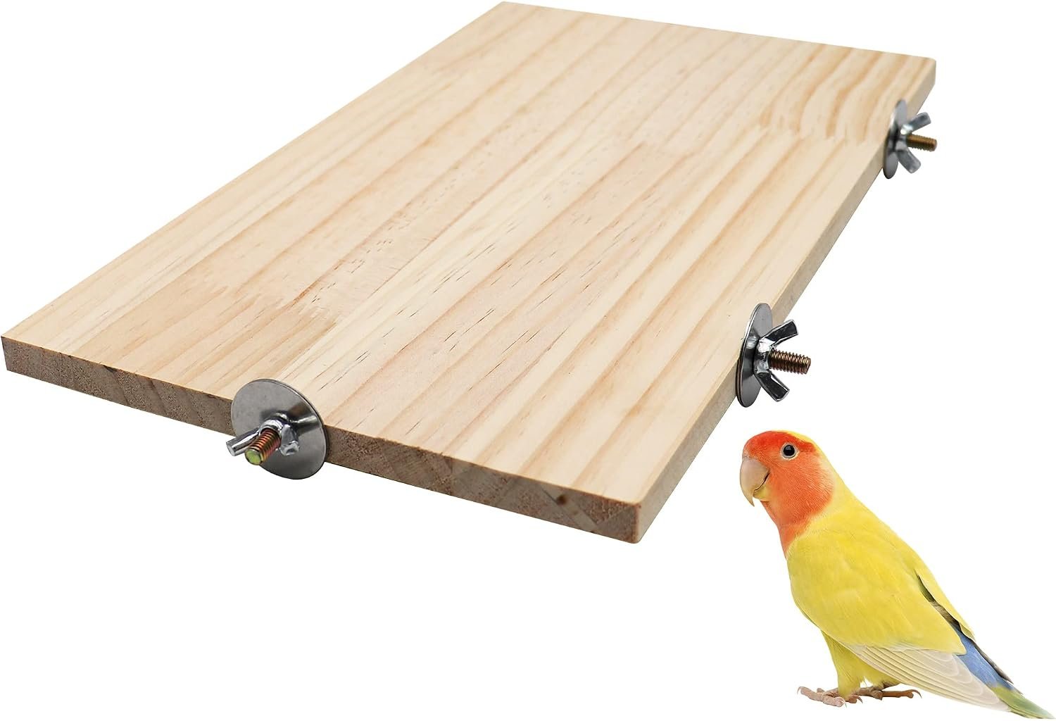 13.6×7.9 Inches Large Bird Perch Stand Platform, Natural Wooden Small Animals Cage Accessories, Rectangle Stand Perch Shelf for Parrot Parakeet Cockatiel Rat Hamster Guinea Pig Conure Chinchillas