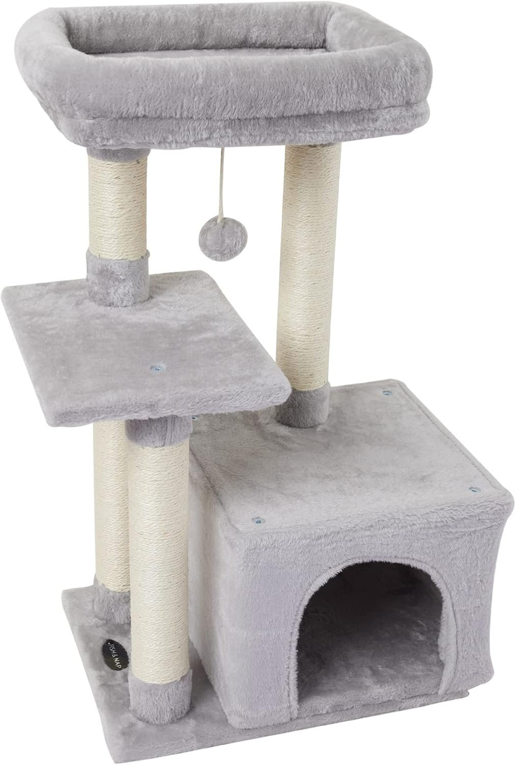 Cute Cat Tree Kitten Cat Tower Condo Cat Furniture Sisal Scratching Posts G | FISH&NAP For Indoor Jump Platform Activity Center Play House Gray