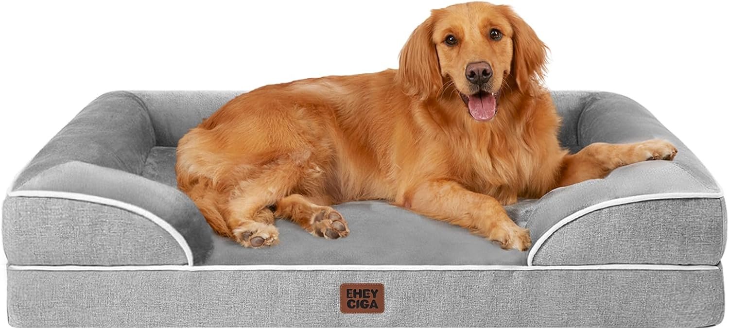 EHEYCIGA Orthopedic Extra Large Dog Bed, Waterproof Washable XL Pet Bed 44″