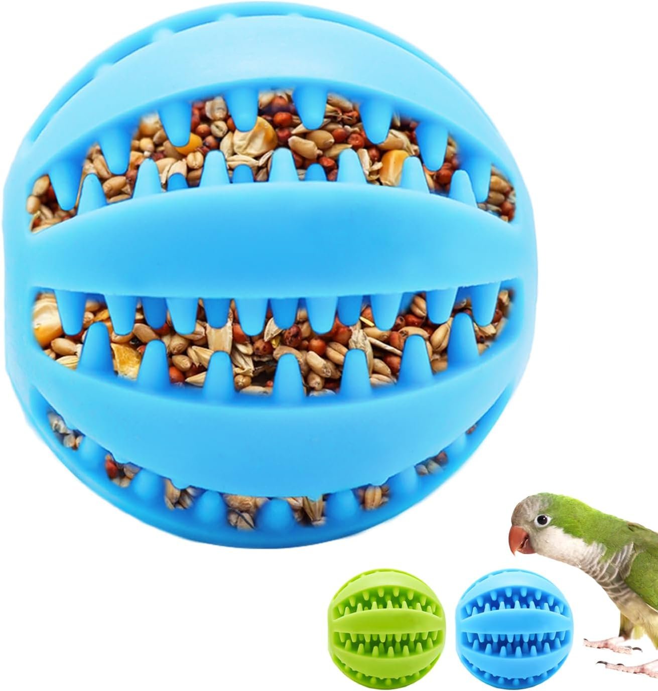 2 Pcs Parrot Feeder Chew Toy Balls, Bird Foraging Interactive Toys, Suitable for Small Animals and All Birds,Parakeet,Parrots,Lovebirds,Macaws,Hamsters,Guinea Pigs